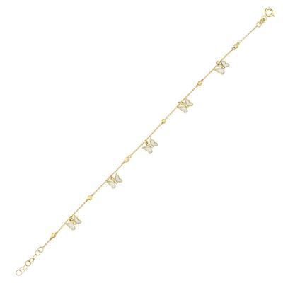 Altıntaç Altın Mineli Beyaz Kelebek Bileklik BL2984A