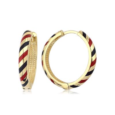 Altıntaç Altın Mineli Kırmızı-Lacivert Çizgili Küpe KP2623C