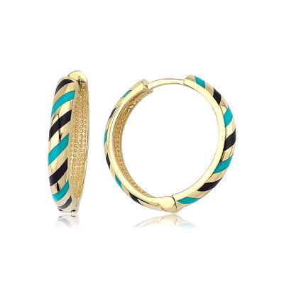 Altıntaç Altın Mineli Mavi-Lacivert Çizgili Küpe KP2623A