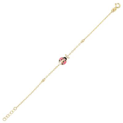 Altıntaç Altın Mineli Pembe Uğur Böceği Bileklik BL2989B