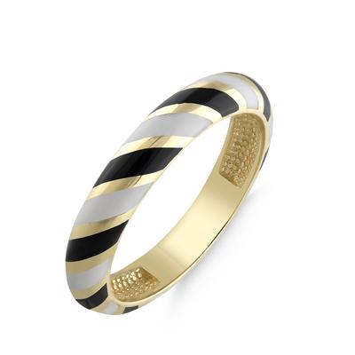 Altıntaç Altın Mineli Siyah-Beyaz Çizgili Yüzük YZ2460F