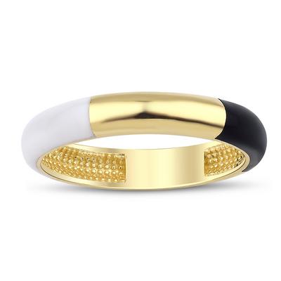 Altıntaç Altın Mineli Siyah-Beyaz Şeritli Yüzük YZ2458A