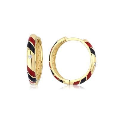 Altıntaç Altın Mineli Taşlı Kırmızı-Lacivert Çizgili Küpe KP2622A