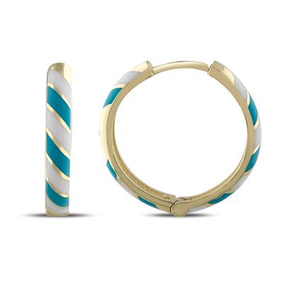 Altıntaç Altın Mineli Taşlı Mavi-Beyaz Çizgili Küpe KP2615A