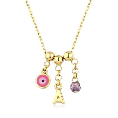 Altıntaç Altın Nazar Gözlü Harfli Kolye KL2456A