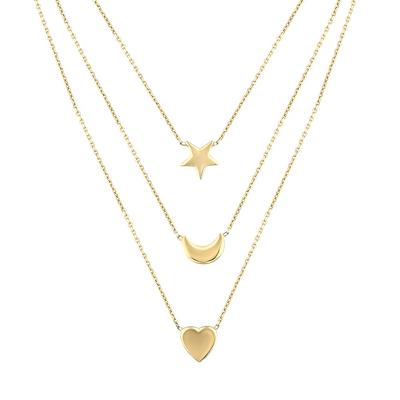 Altıntaç Altın Yıldız-Ay-Kalp Üçlü Kolye KL2339A
